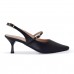 Scarpin Feminino Aberto Salto Fino Baixo 2 Fivelas Preto - Scarpin SS - Levit Calçados